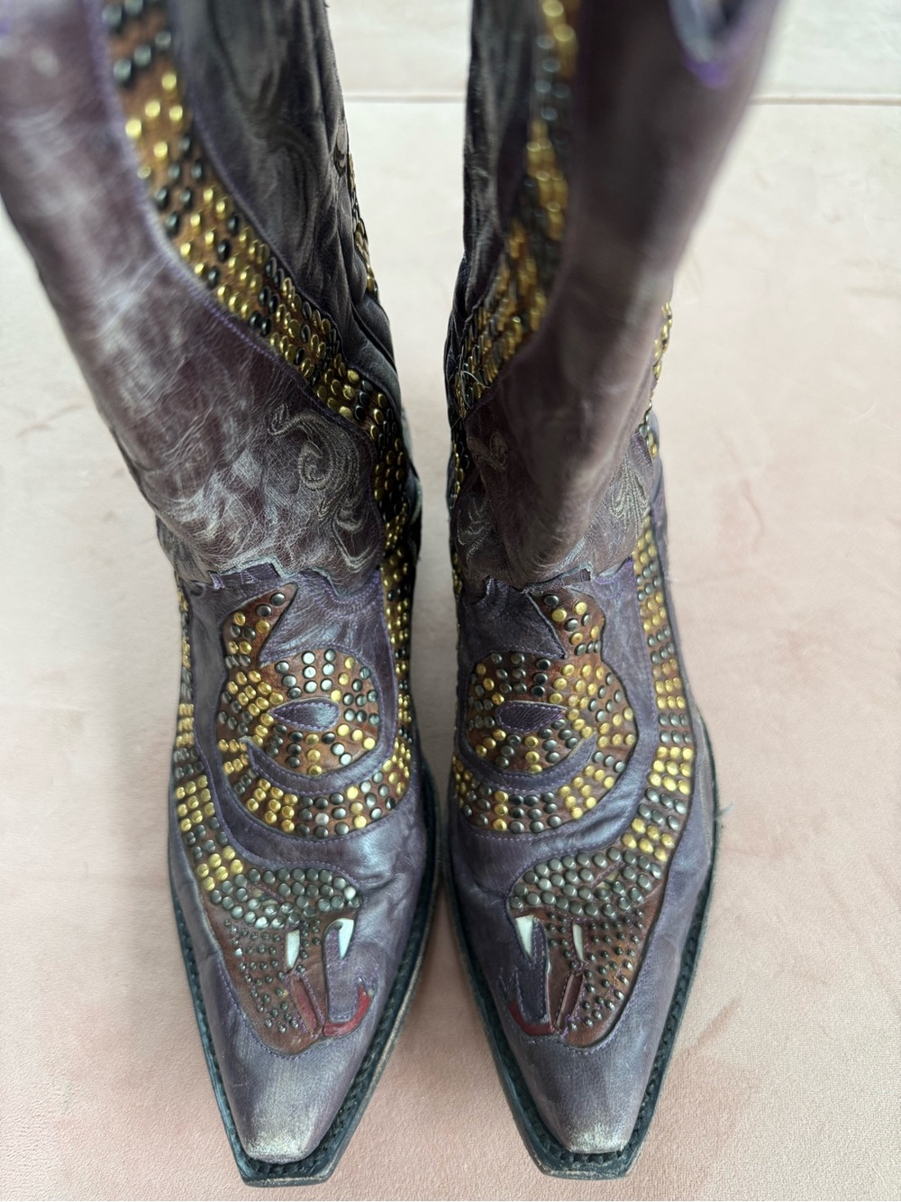 Old Gringo Purple Snake Boots, size 8B